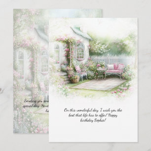 Invitación Cumpleaños con escenario de jardín de patio verde