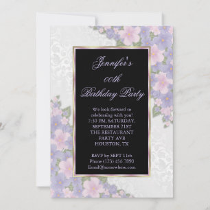 Invitación Cumpleaños con Esquina de Rosa Floral Enmarcada