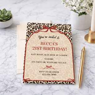 Invitación Cumpleaños con estampado de leopardo Estampado d