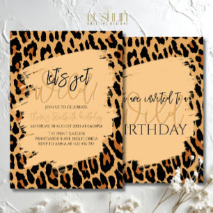 Invitación Cumpleaños con estampado de leopardo Fiesta con es