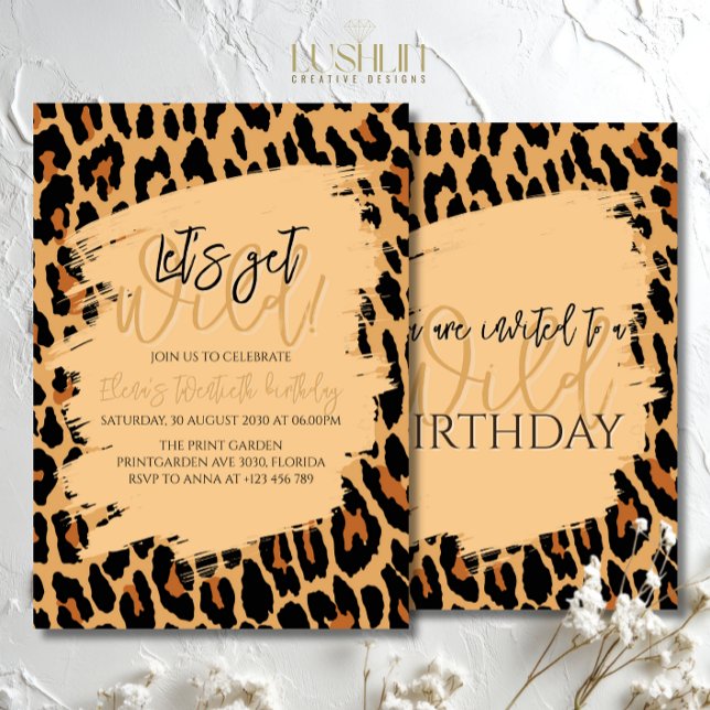 Invitación Cumpleaños con estampado de leopardo Fiesta con es (Subido por el creador)