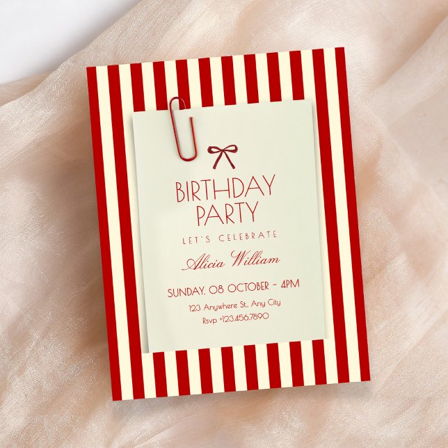 Invitación Cumpleaños con estética roja (Subido por el creador)