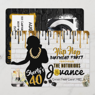Invitación Cumpleaños con estilo Hip Hop de los 90 de Shorty