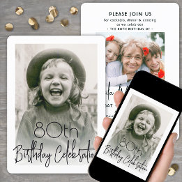 Invitación Cumpleaños con foto chic y tipografía elegante par