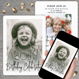 Invitación Cumpleaños con foto chic y tipografía elegante par