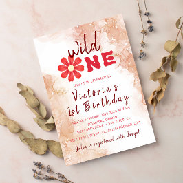 Invitación Cumpleaños con foto de flor silvestre y tinta de a