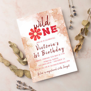 Invitación Cumpleaños con foto de flor silvestre y tinta de a