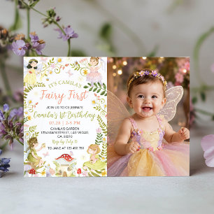 Invitación Cumpleaños con Foto del Jardín Floral de Hadas Pri
