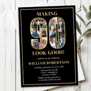 Invitación Cumpleaños con Foto 'Hacer que 90 se Vea Bien'