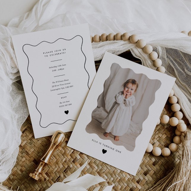 Invitación Cumpleaños con Foto Ondulada Corazón (Subido por el creador)