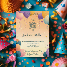 Invitación Cumpleaños con globo de personalizable con cachorr