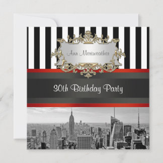 Invitación Cumpleaños con horizonte de la ciudad de NY en bla