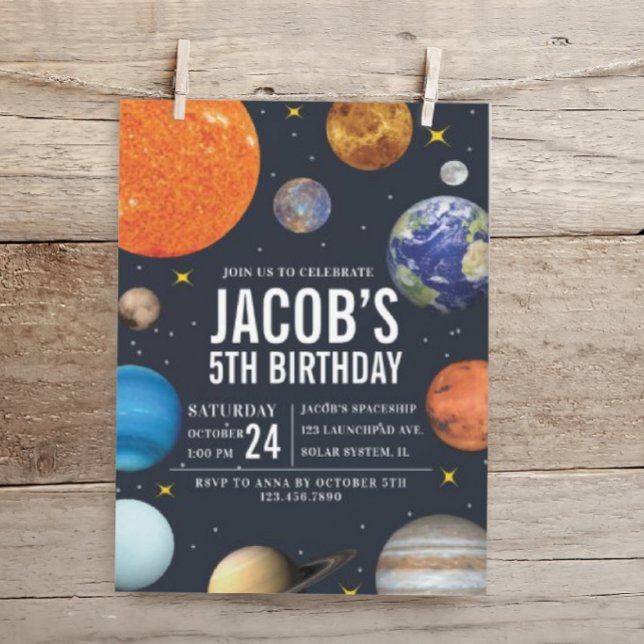 Invitación Cumpleaños con la temática espacial del Sistema So (Subido por el creador)
