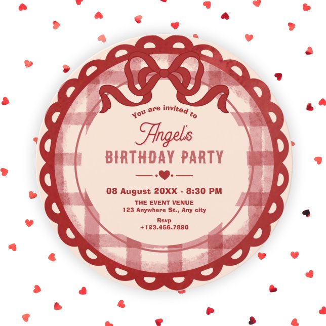 Invitación Cumpleaños con lazo rojo (Subido por el creador)