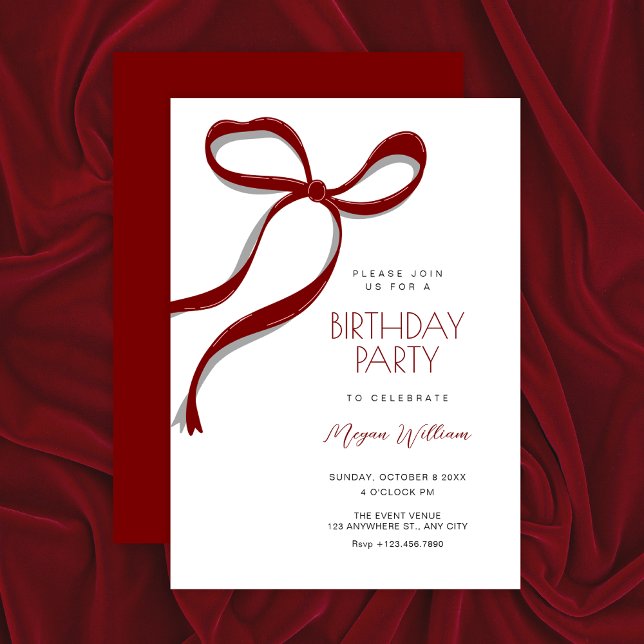 Invitación Cumpleaños con lazo rojo (Subido por el creador)
