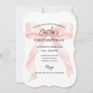 Invitación Cumpleaños con lazo rosa