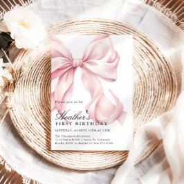 Invitación Cumpleaños con lazo rosa Coquette