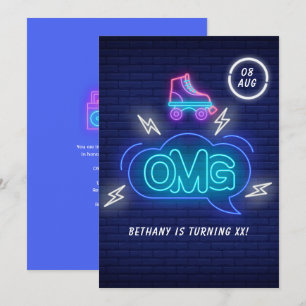 Invitación Cumpleaños con letreros neón retro