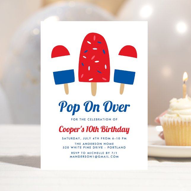 Invitación Cumpleaños con Paletas de 4 de Julio (Subido por el creador)