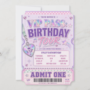 Invitación Cumpleaños con Pase VIP Púrpura Concierto