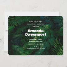 Cumpleaños con patrón de hojas tropicales verde os