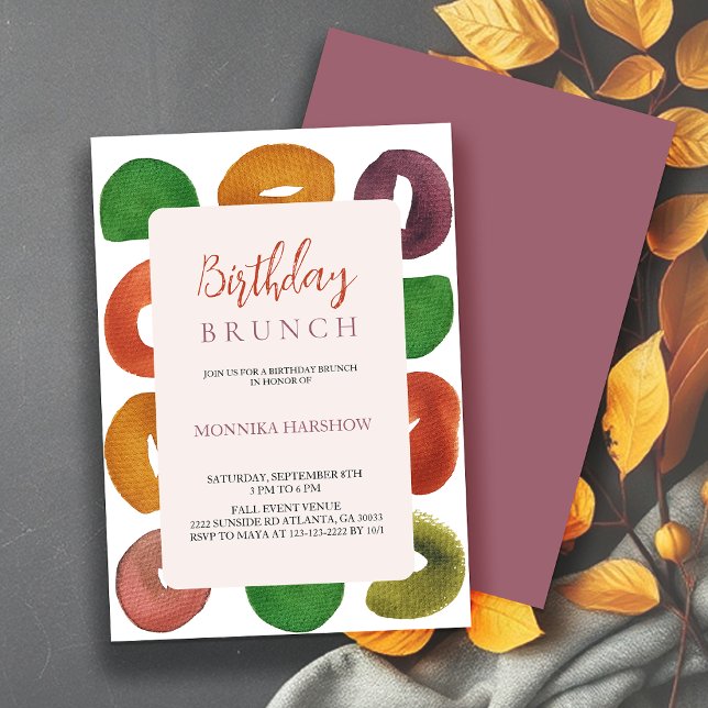 Invitación Cumpleaños con patrón pastel otoñal artístico mode (Subido por el creador)