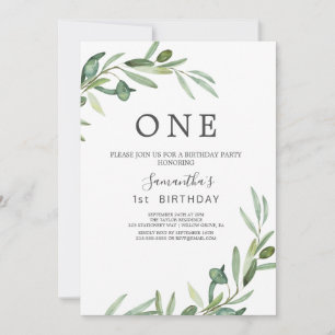 Invitación Cumpleaños con Rama de Olivo Moderna para el Prime