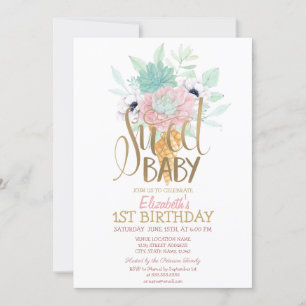Invitación Cumpleaños con Rayas de Cactus de Helado Genial