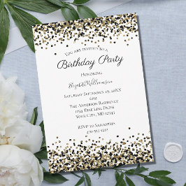 Invitación Cumpleaños con superposición de purpurina de estam
