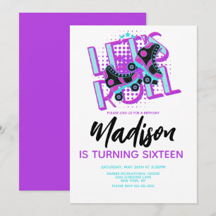 Invitación Cumpleaños con tema de patines sobre ruedas Sweet