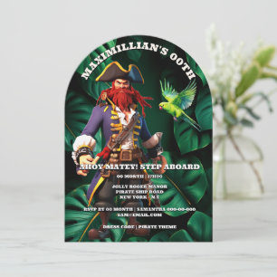 Invitación Cumpleaños con tema de piratas capitán rojo para n