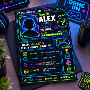 Invitación Cumpleaños con tema de videojuegos