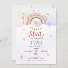 Invitación Cumpleaños con Tie Dye Arcoíris Pastel