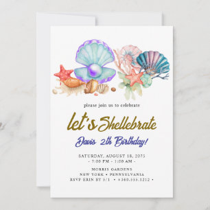 Invitación cumpleaños conchas marinas