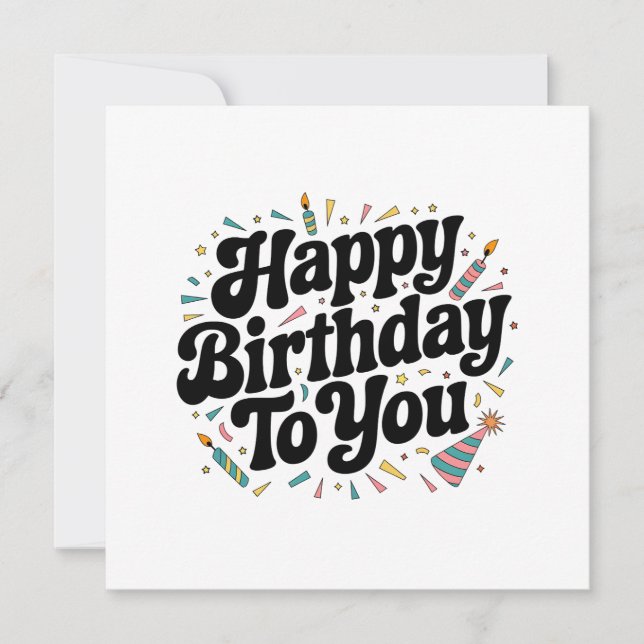 Invitación Cumpleaños Confeti Retro (Anverso)