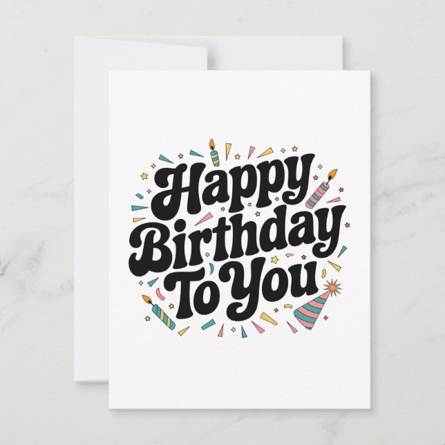 Invitación Cumpleaños Confeti Retro (Anverso)
