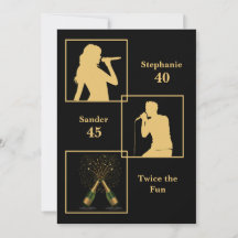 Cumpleaños conjunta doble del oro negro divertido