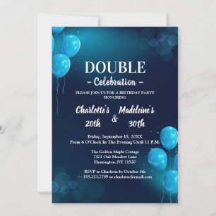 Invitación Cumpleaños Conjunto Azul Marino Moderno