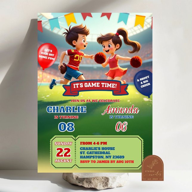 Invitación Cumpleaños conjunto de animadora y fútbol (Subido por el creador)