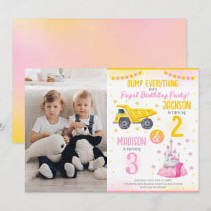 Invitación Cumpleaños conjunto de Construcción y Princesa He