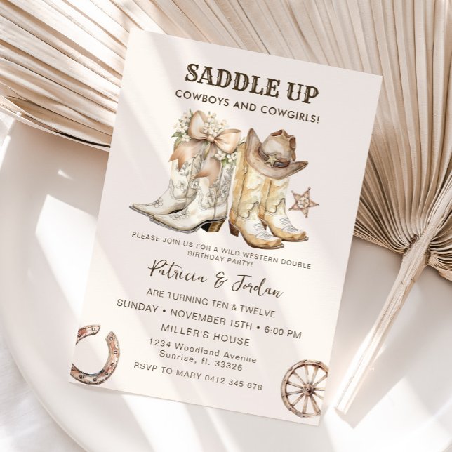 Invitación Cumpleaños Conjunto de Cowgirl Cowgirl Occidental (Subido por el creador)