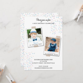 Invitación Cumpleaños conjunto de doble foto con salpicaduras