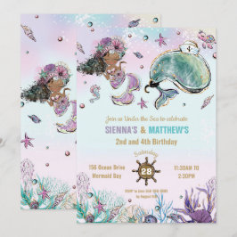 Invitación Cumpleaños conjunto de gemelos piratas de la siren