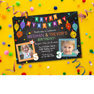 INVITACIÓN CUMPLEAÑOS CONJUNTO DE HERMANOS DE CUALQUIER EDAD