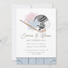 Invitación Cumpleaños conjunto de hermanos de porristas y hoc