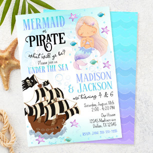 Invitación Cumpleaños conjunto de hermanos niña y niño de Sir