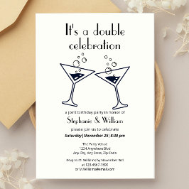 Invitación Cumpleaños conjunto de la celebración doble blanca