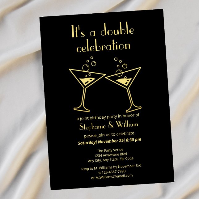 Invitación Cumpleaños Conjunto de la Celebración Doble de Oro (Subido por el creador)