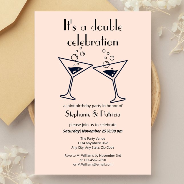 Invitación Cumpleaños conjunto de la celebración doble rosada (Subido por el creador)