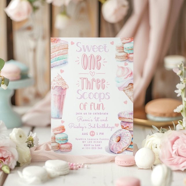 Invitación Cumpleaños conjunto de la primera y tercera niña d (Subido por el creador)